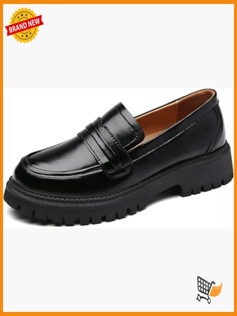 Classic Round Toe Chunky Platform Penny Loafers - Slip-On Work Shoes